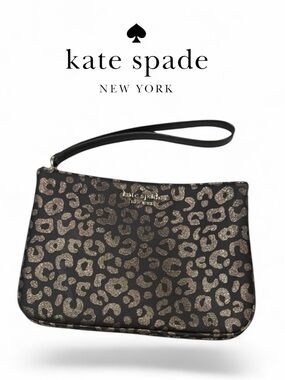 Kate Spade Chelsea Medium‎ Metallic Leopard Print Wristlet